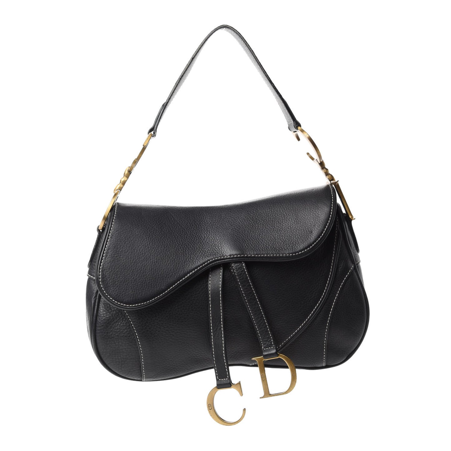Calfskin Double Saddle Bag Black
