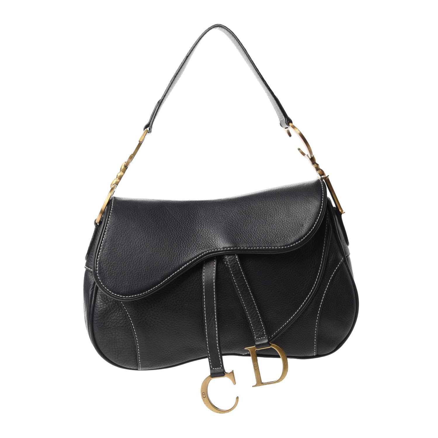 Christian Dior Calfskin Double Saddle Bag Black 1 of 14