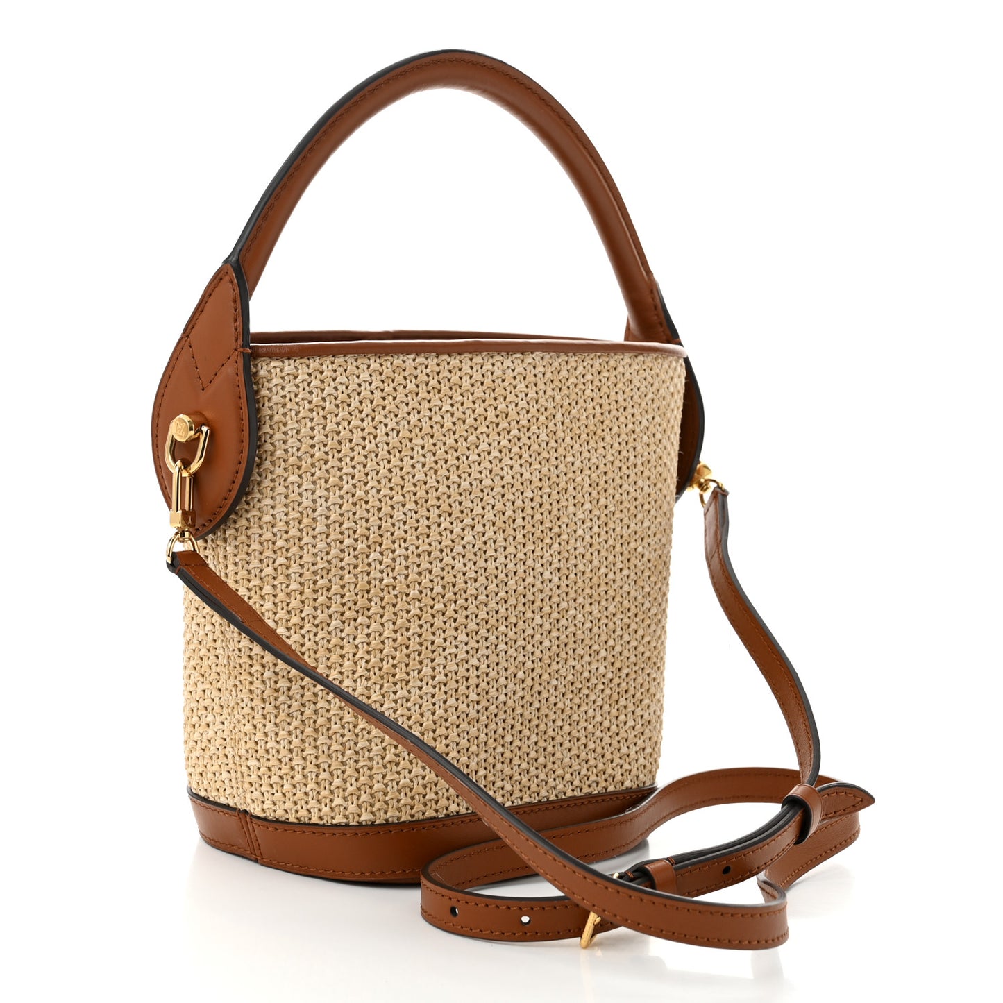 Kitted Raffia Petit Bucket Caramel