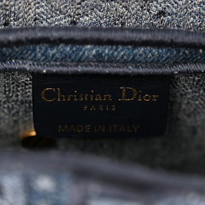 Christian Dior Oblique Embroidered Saddle Bag Denim Blue 6 of 15