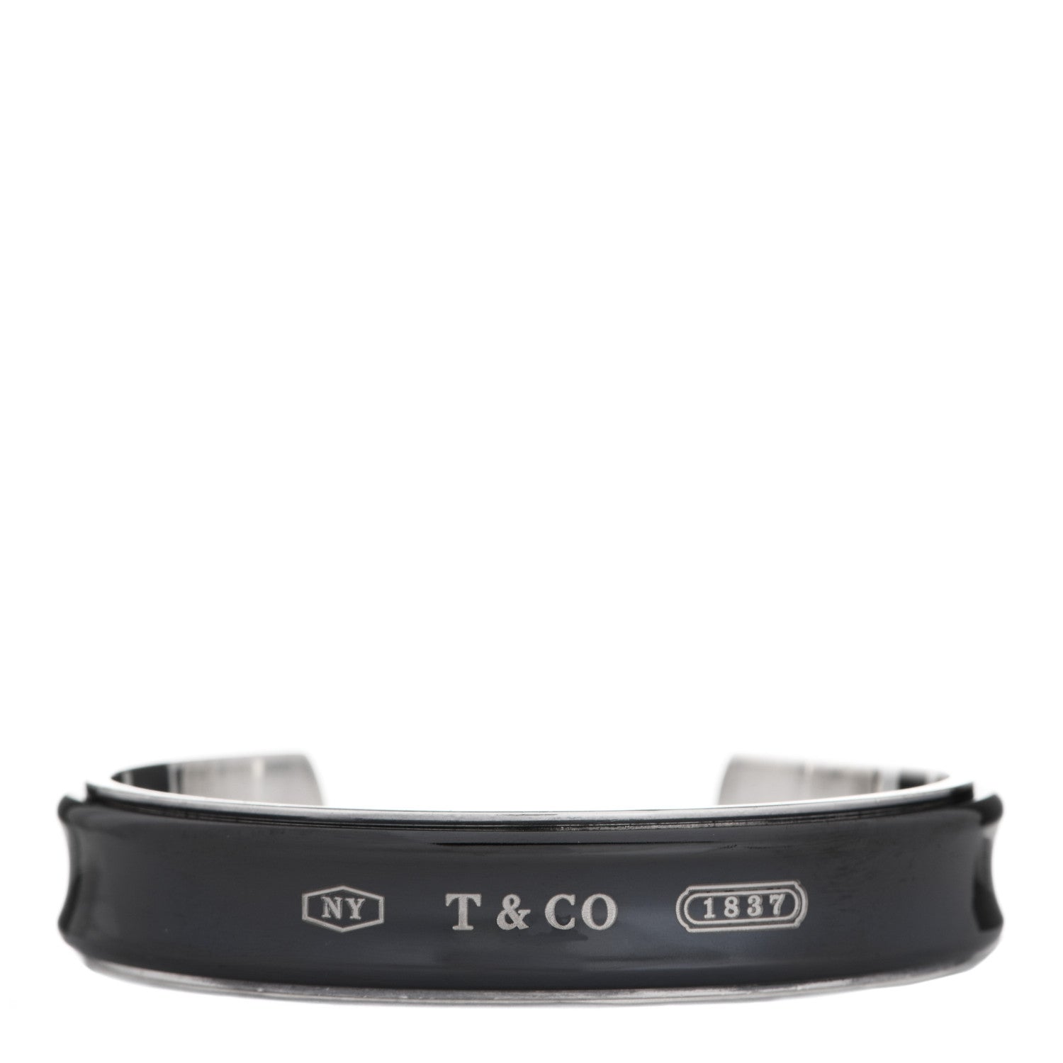 Tiffany Sterling Silver Titanium 1837 Cuff Bracelet 1 of 4