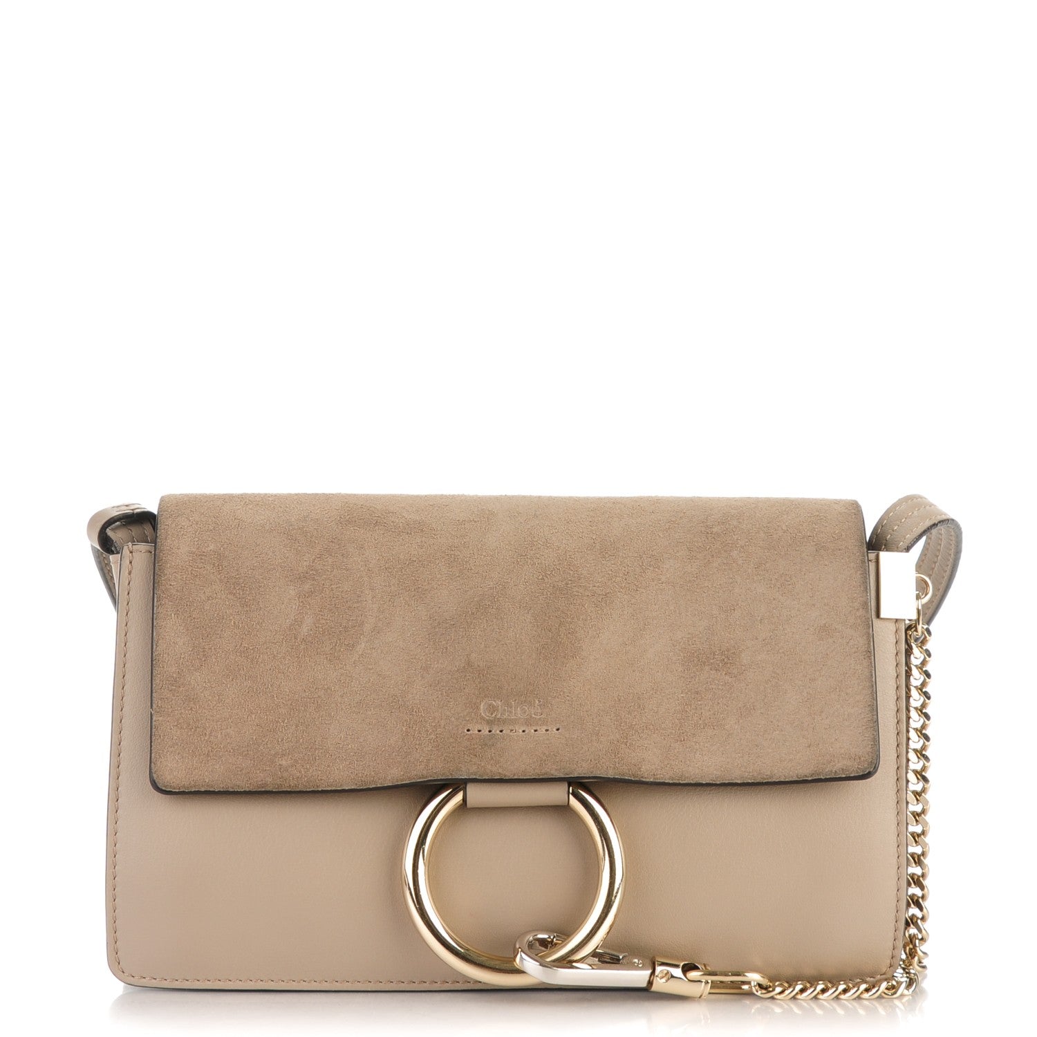 Chloe Suede Calfskin Small Faye Shoulder Bag Motty Grey 1 of 8