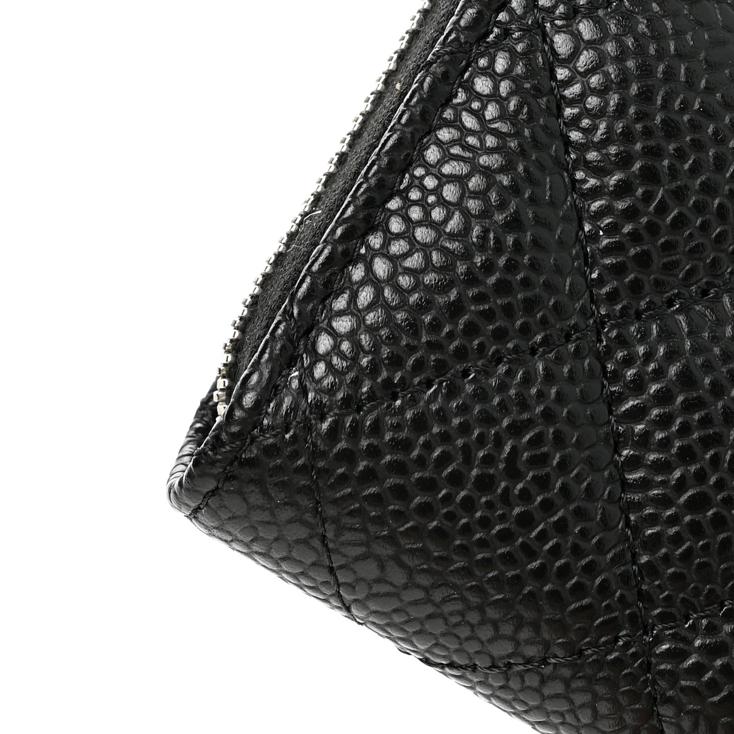 Caviar Quilted Zip Coin Purse Black