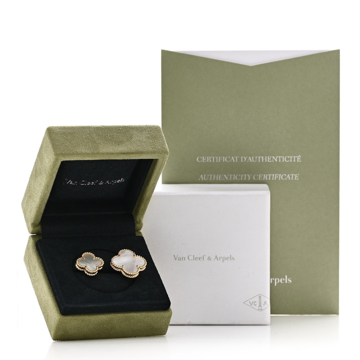 18K Yellow Gold Mother of Pearl Magic Alhambra Between the Finger Ring 53 6.5