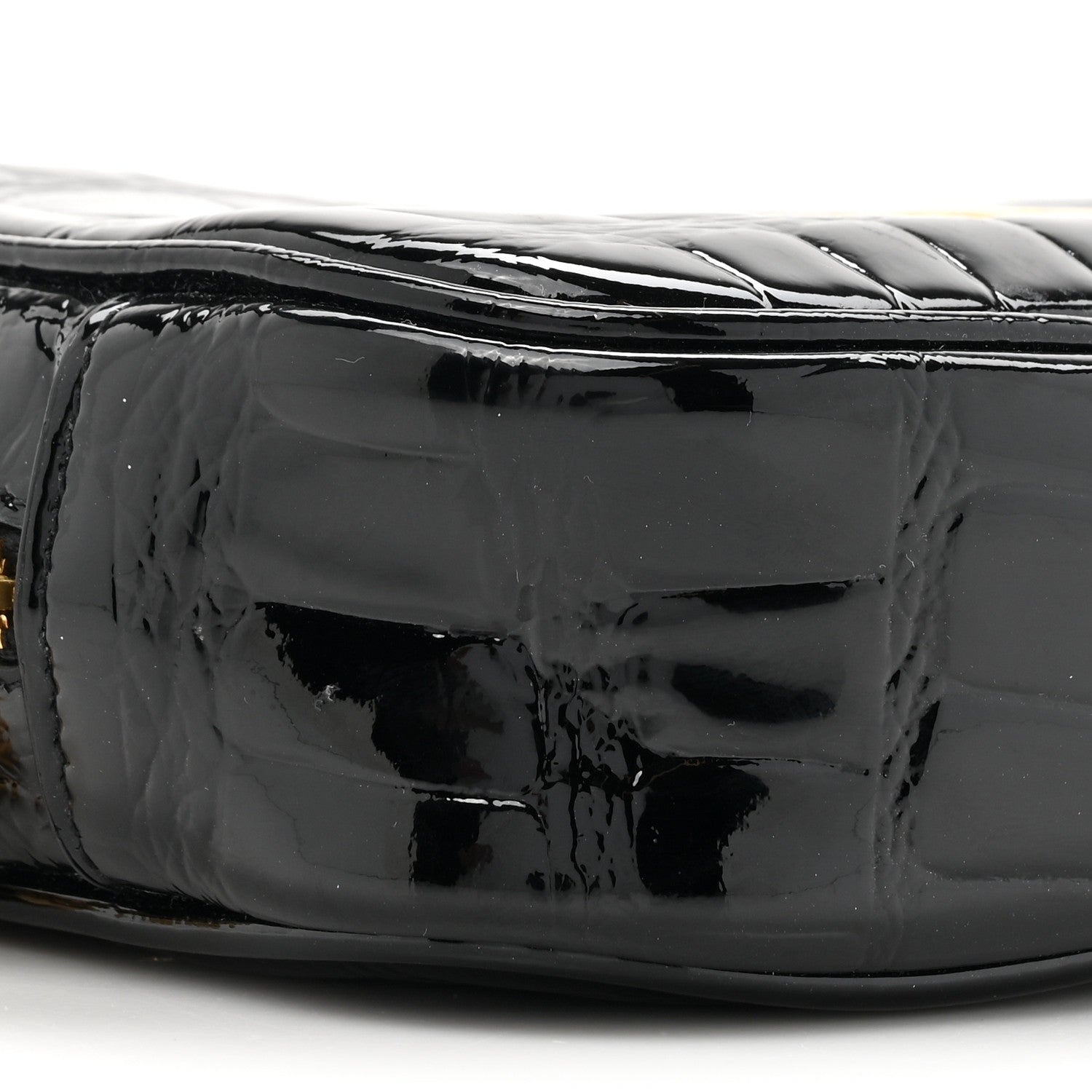 Saint Laurent Patent Calfskin Crocodile Embossed Monogram Mini Lou Camera Bag Black 10 of 12