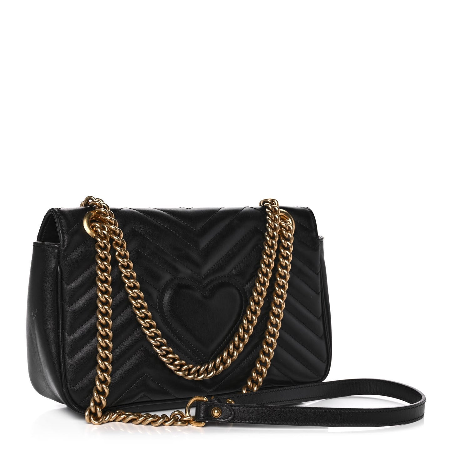 Calfskin Matelasse Small GG Marmont Shoulder Bag Black