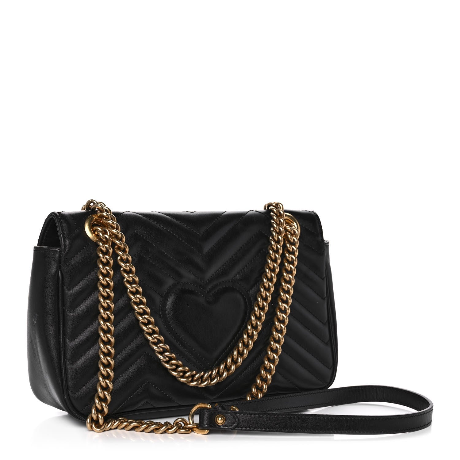 Gucci Calfskin Matelasse Small GG Marmont Shoulder Bag Black 2 of 12