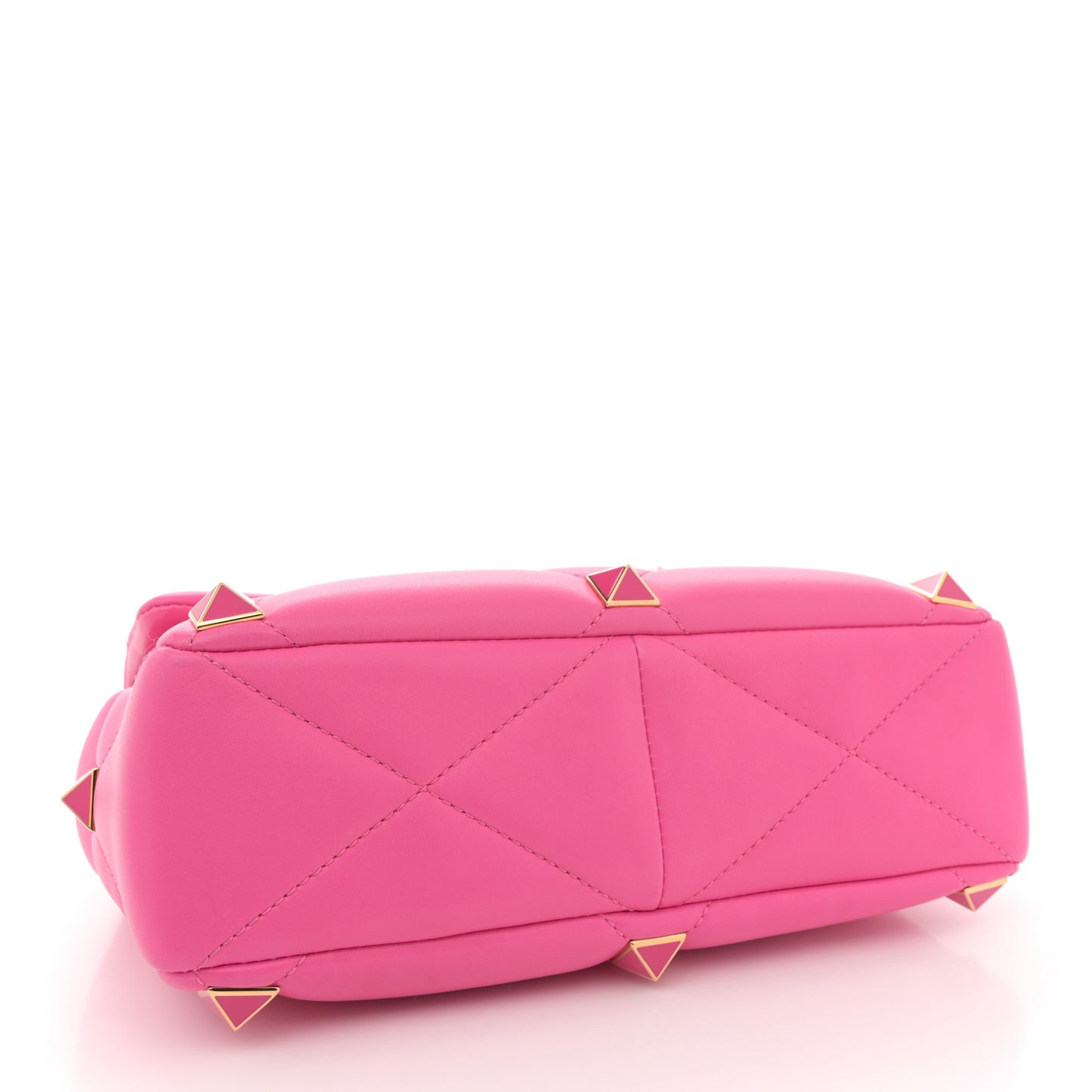 Nappa Enamel Large Roman Stud Shoulder Bag Feminine Pink