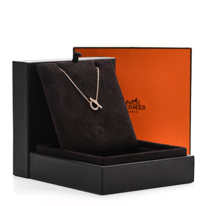 Hermes 18K Rose Gold Diamond Finesse Pendant Necklace 4 of 4
