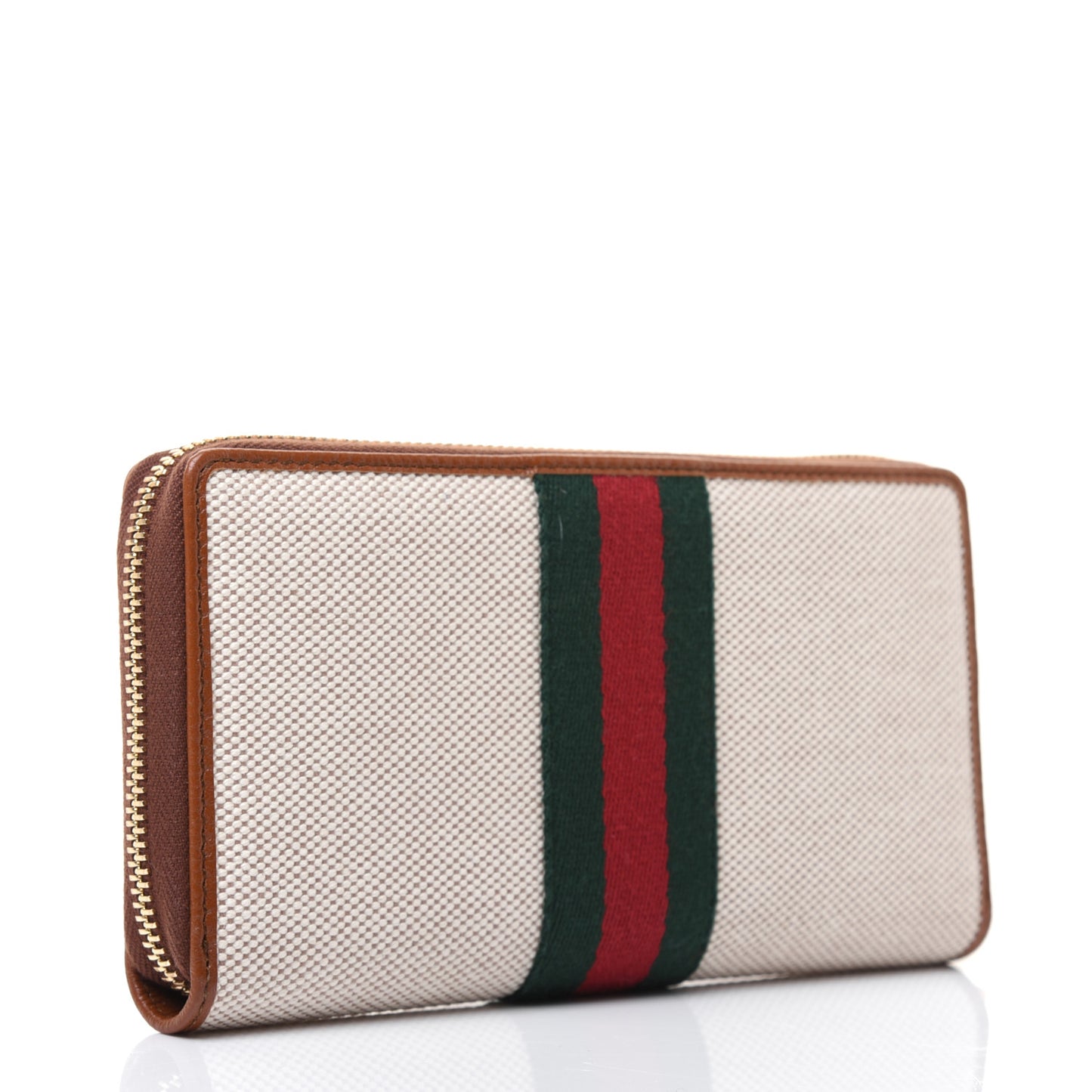 Vintage Canvas Calfskin Rajah Zip Around Wallet Sand Light Cuir