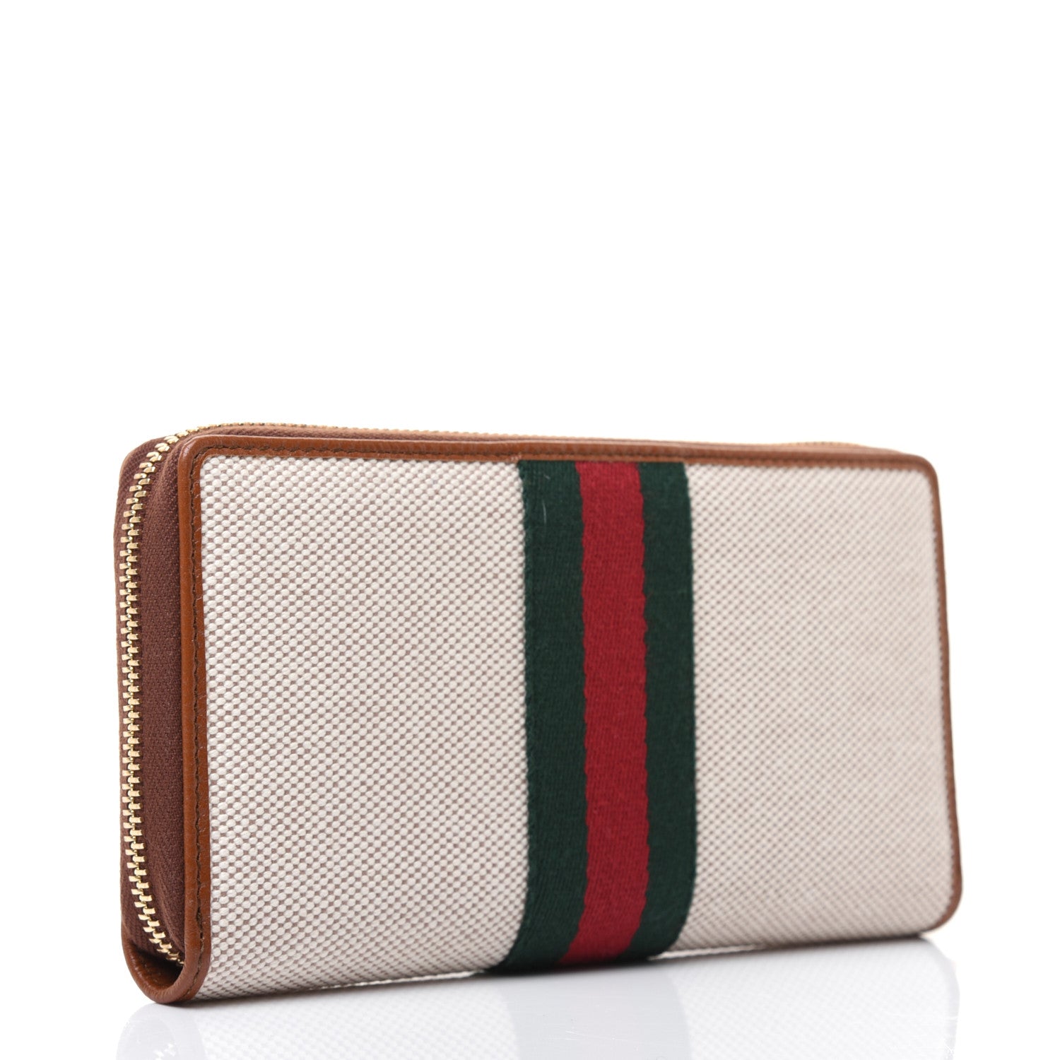 Gucci Vintage Canvas Calfskin Rajah Zip Around Wallet Sand Light Cuir 3 of 13