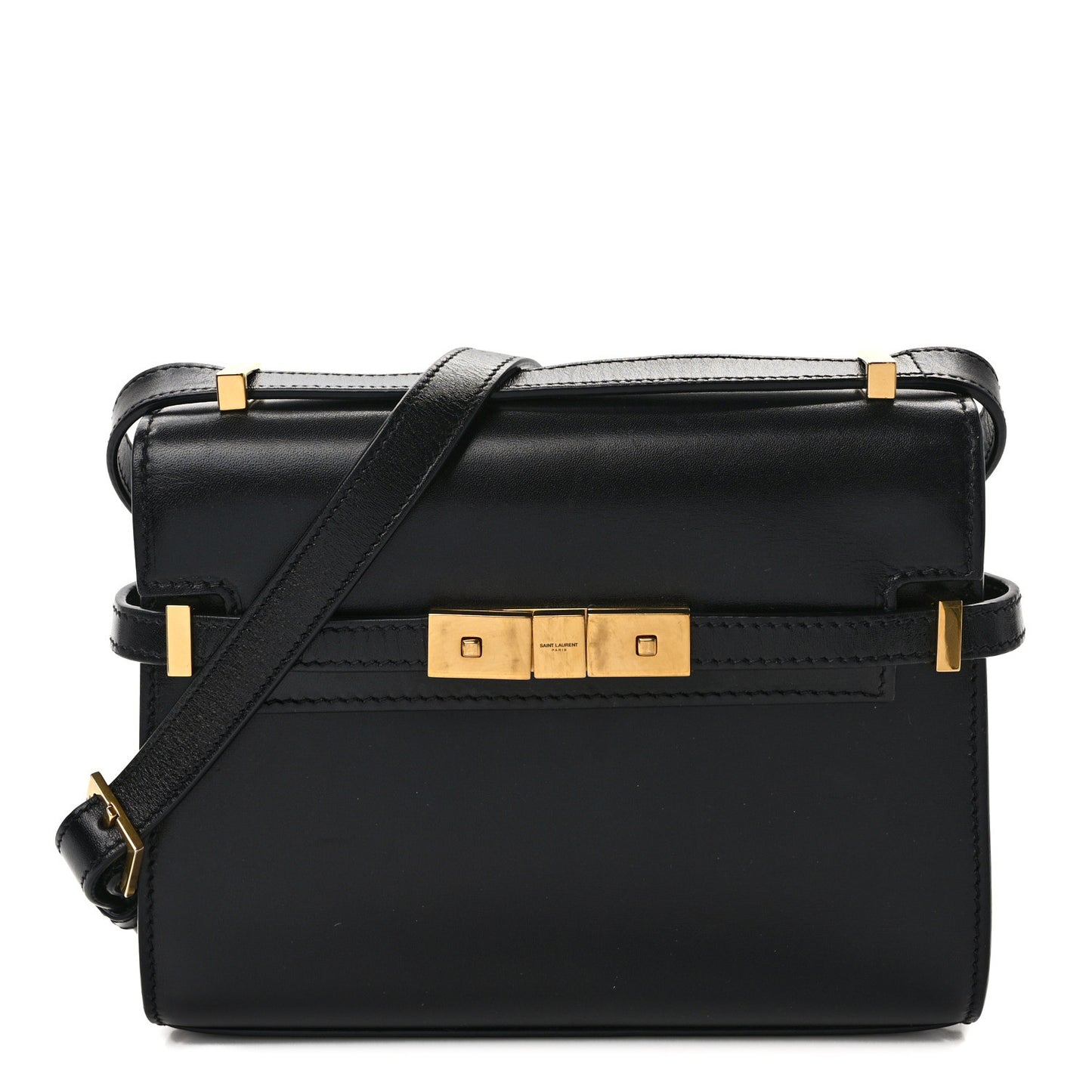 Smooth Calfskin Mini Manhattan Shoulder Bag Black