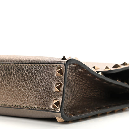 Valentino Garavani Metallic Pebbled Calfskin Medium Rockstud Flip Lock Crossbody Bag Sasso 9 of 9