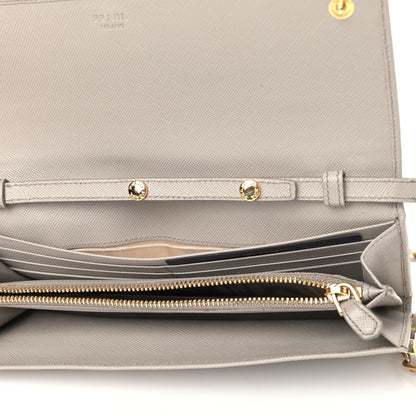 Prada Saffiano Metal Oro Chain Wallet Pomice 4 of 11