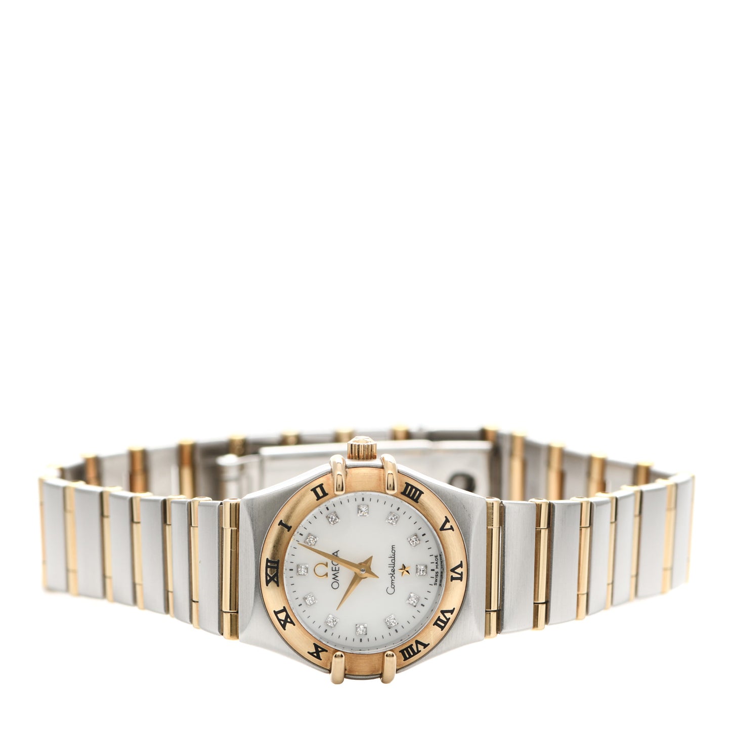 Stainless Steel 18K Yellow Gold Diamond Mother of Pearl 22mm Constellation Quartz Watch 1262.75.00