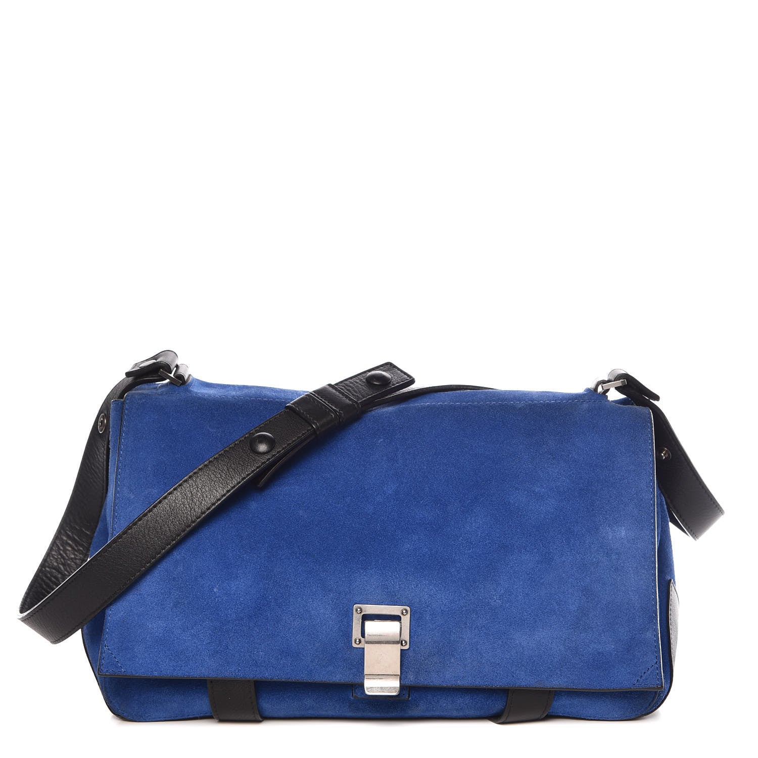 Proenza Schouler Suede Calfskin PS Courier Royal Blue Black 1 of 14