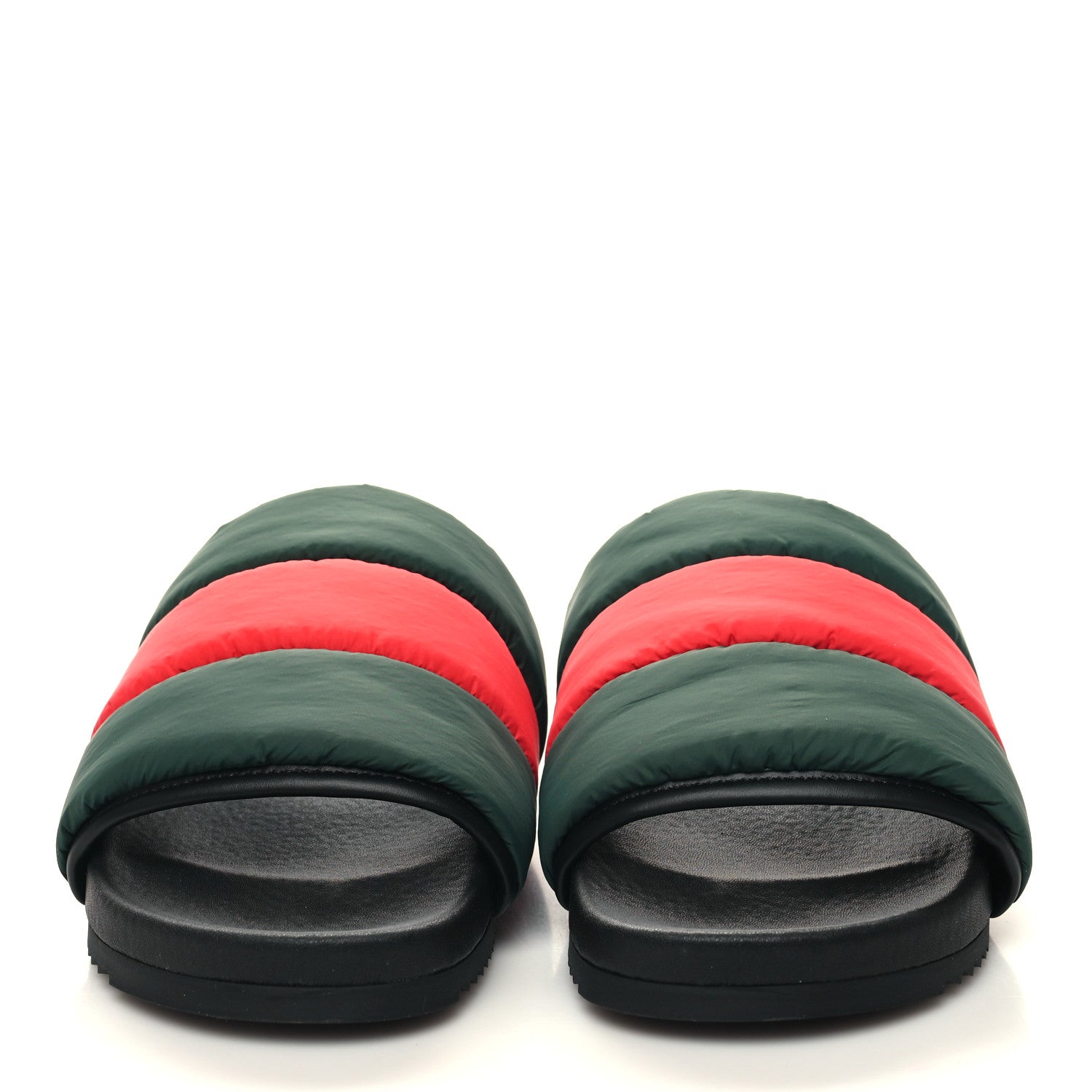 Gucci Nylon Web Womens Slide Sandals 35 Black Green Red 2 of 8