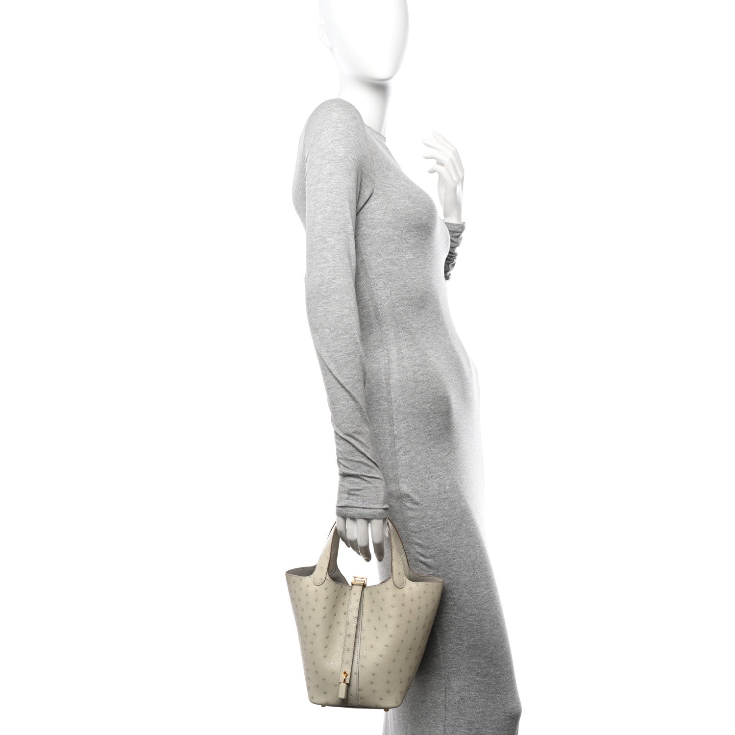 Hermes Ostrich Picotin Lock 18 Gris Perle 2 of 15