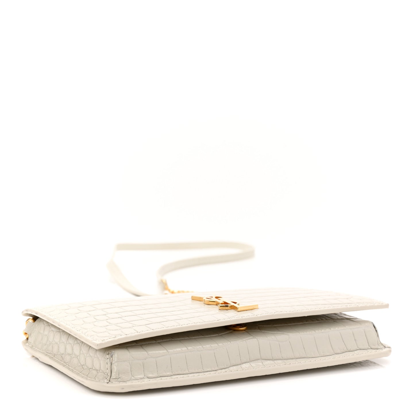 Crocodile Embossed Monogram Phone Holder Crossbody Crema Soft