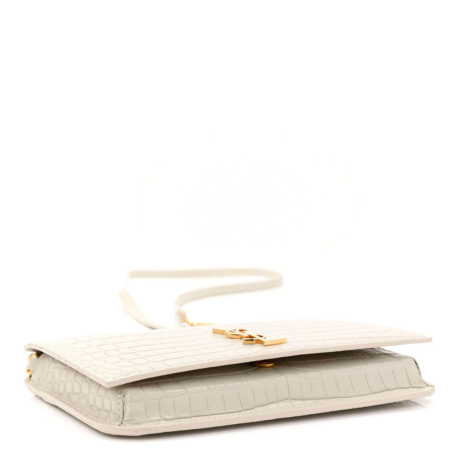 Saint Laurent Crocodile Embossed Monogram Phone Holder Crossbody Crema Soft 4 of 11