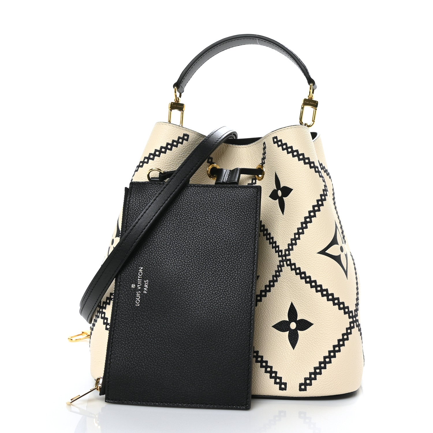 Louis Vuitton Empreinte Monogram Giant Broderies Neonoe MM Cream Black 3 of 11