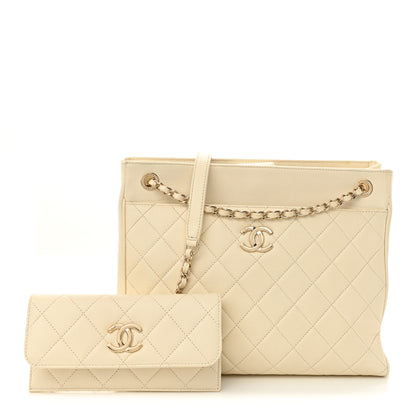 Chanel Caviar Quilted In Out Flap Shopping Tote White 1 of 17