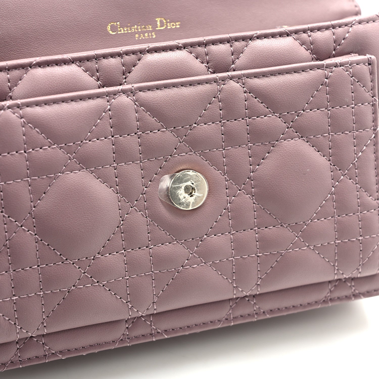 Christian Dior Lambskin Cannage Lady Dior Chain Pouch Purple 13 of 14
