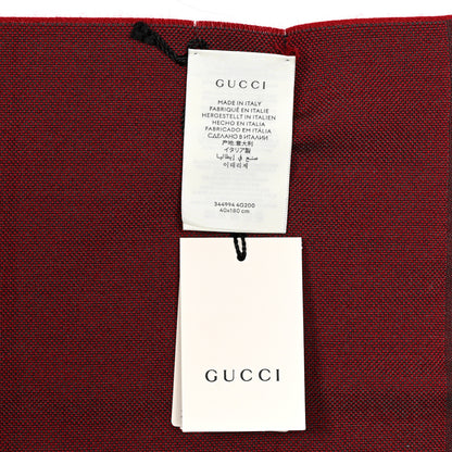Gucci Wool GG Monogram HalfGG Fringe Scarf Anthracite Red 3 of 5