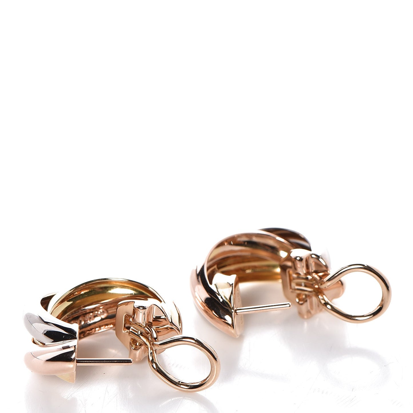 18K Pink Yellow White Gold Small Trinity Earrings
