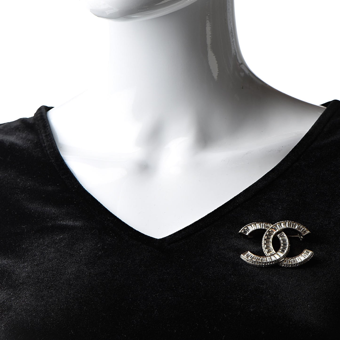 Baguette Crystal CC Brooch Gold