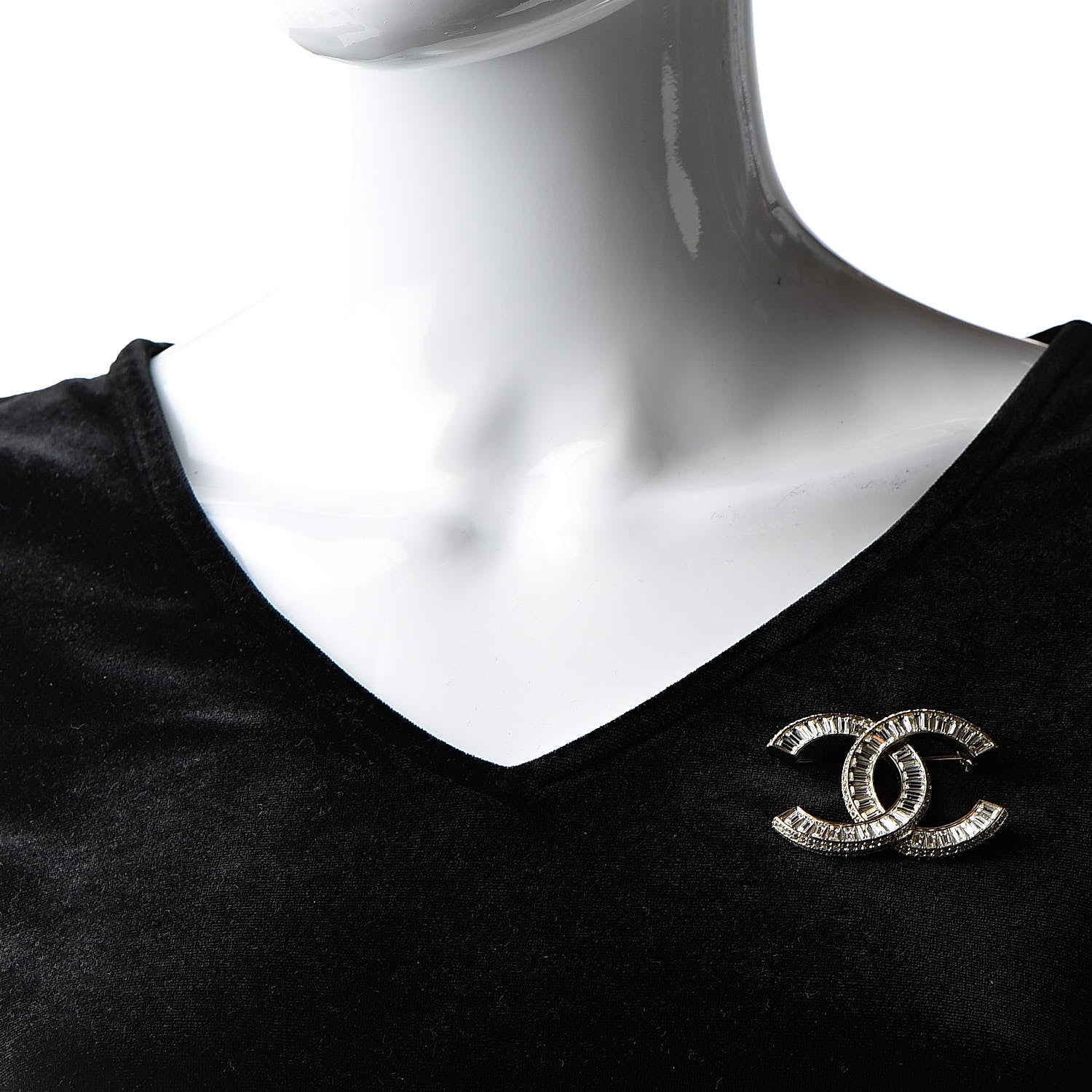 Chanel Baguette Crystal CC Brooch Gold 2 of 6
