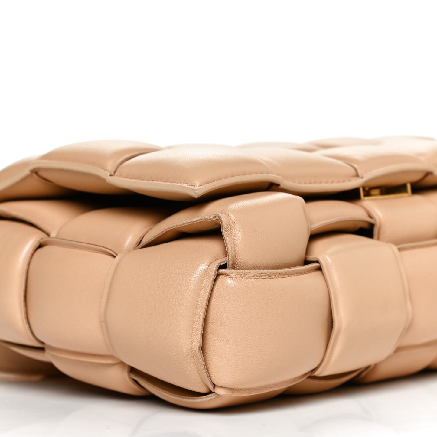 Nappa Maxi Intreccio Padded Cassette Crossbody Bag Almond