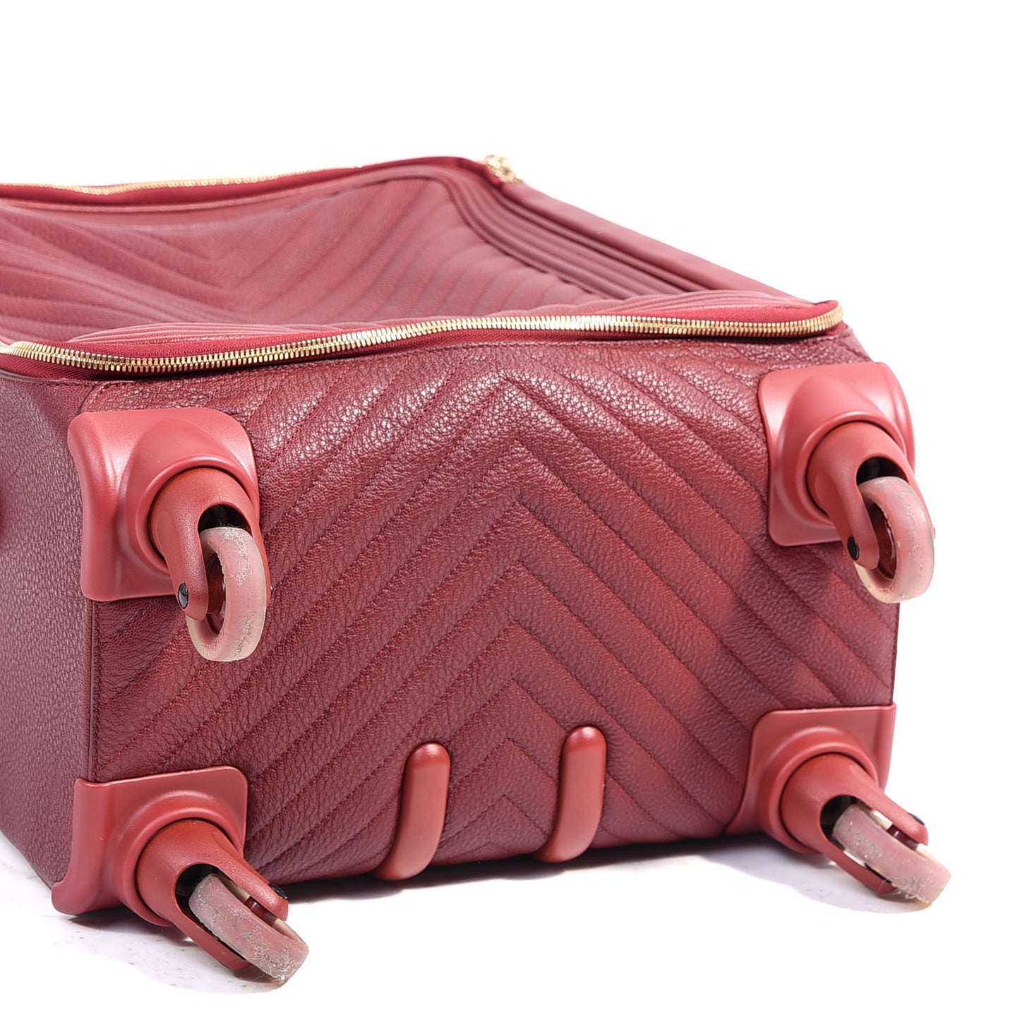 Calfskin Chevron Quilted Coco Case Trolley Red