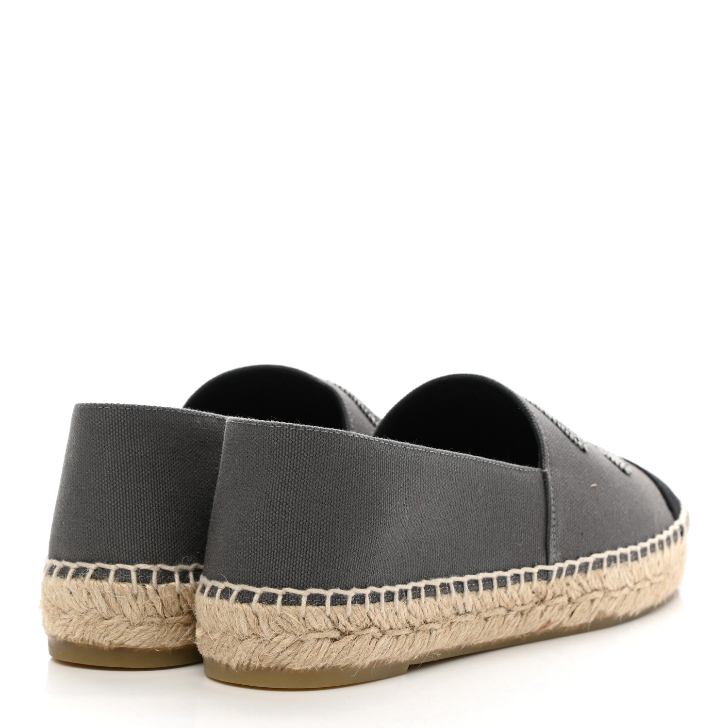 Chanel Canvas Grosgrain CC Espadrilles 38 Grey Black 4 of 10