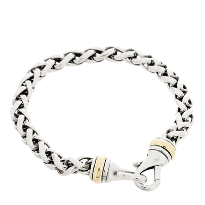 David Yurman Sterling Silver 14K Yellow Gold 8mm Wheat Chain Bracelet 2 of 3