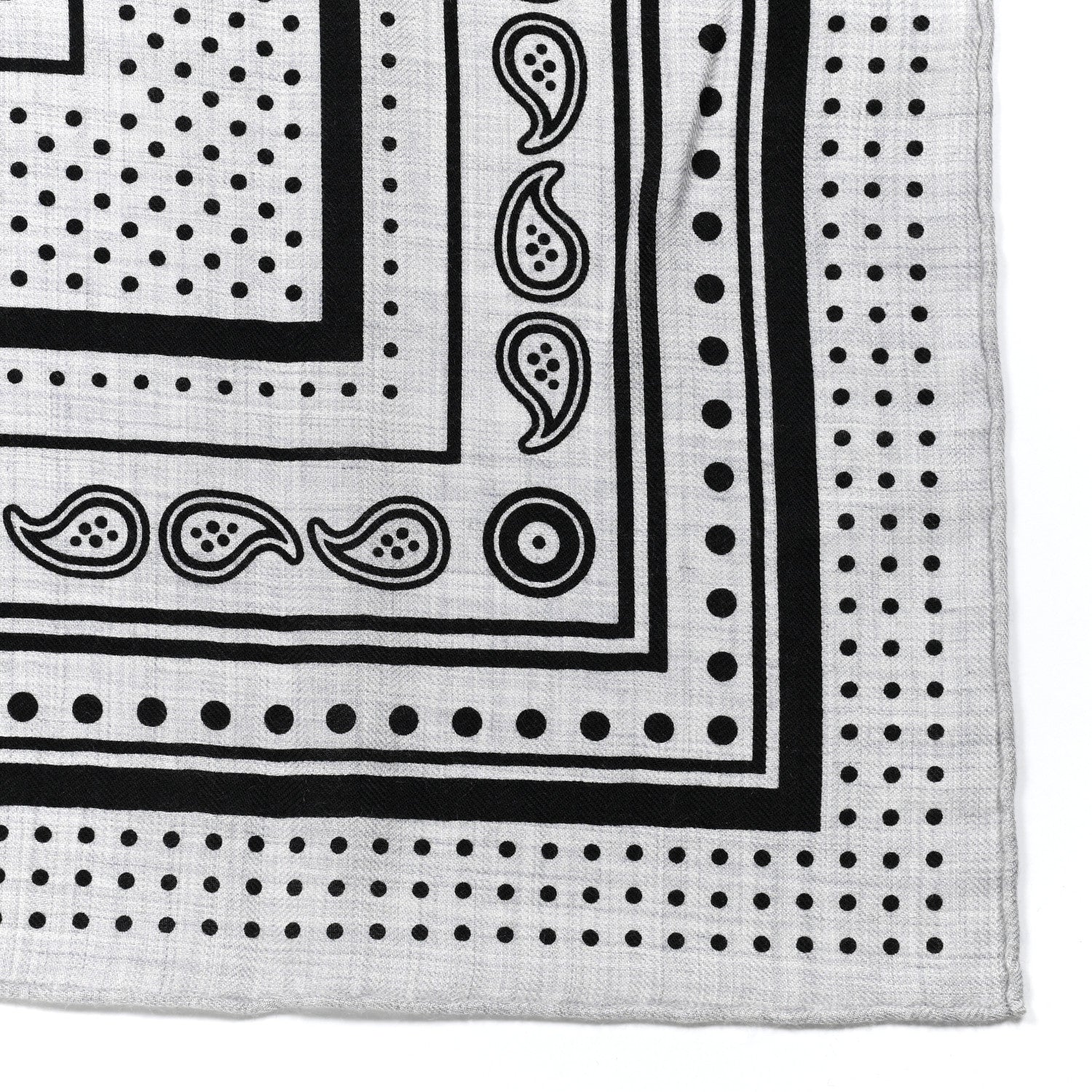 Hermes Cashmere Silk Les Cles Bandana Shawl 140 Gris Chine Black 3 of 6