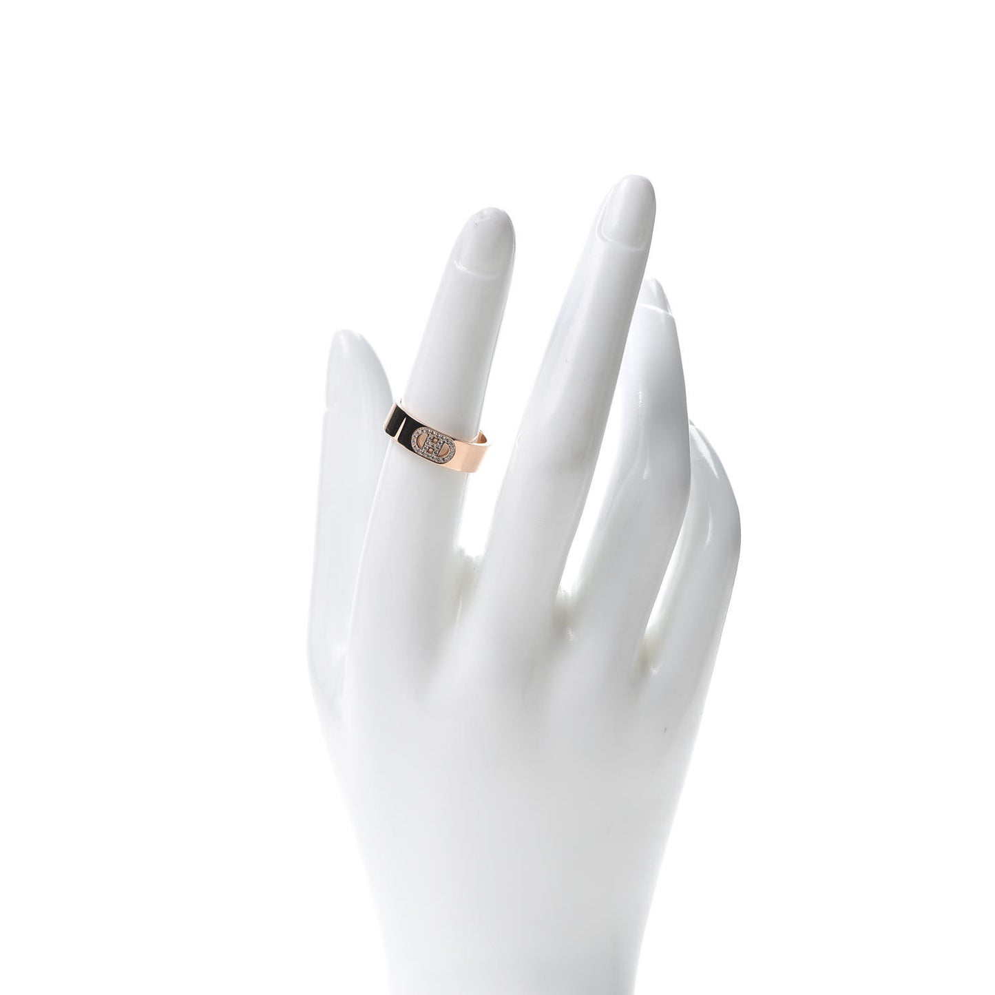 18K Rose Gold Diamond PM H D'Ancre Ring 53 6.5