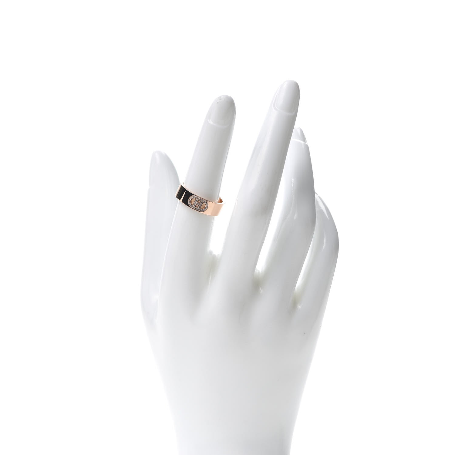 Hermes 18K Rose Gold Diamond PM H D'Ancre Ring 53 6.5 2 of 4