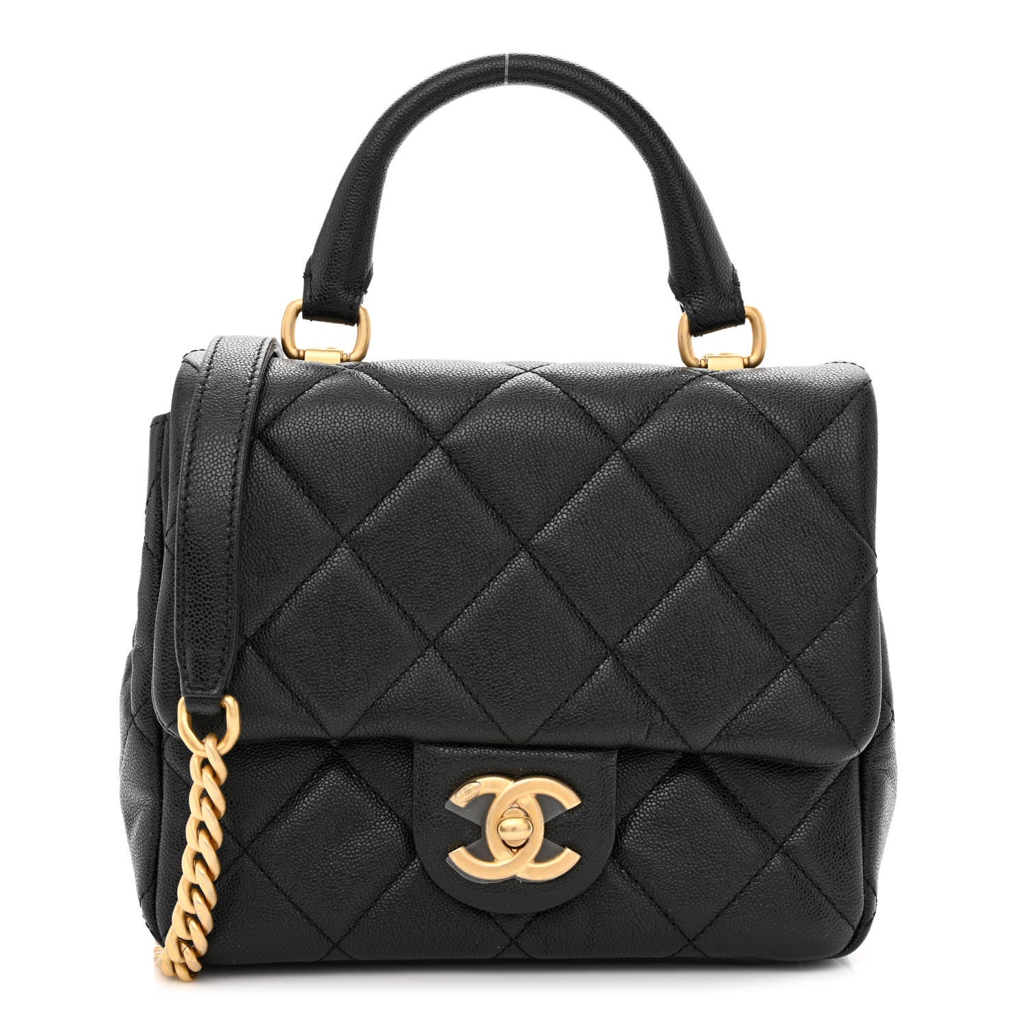Chanel Shiny Caviar Quilted Mini Top Handle Flap Black 1 of 11