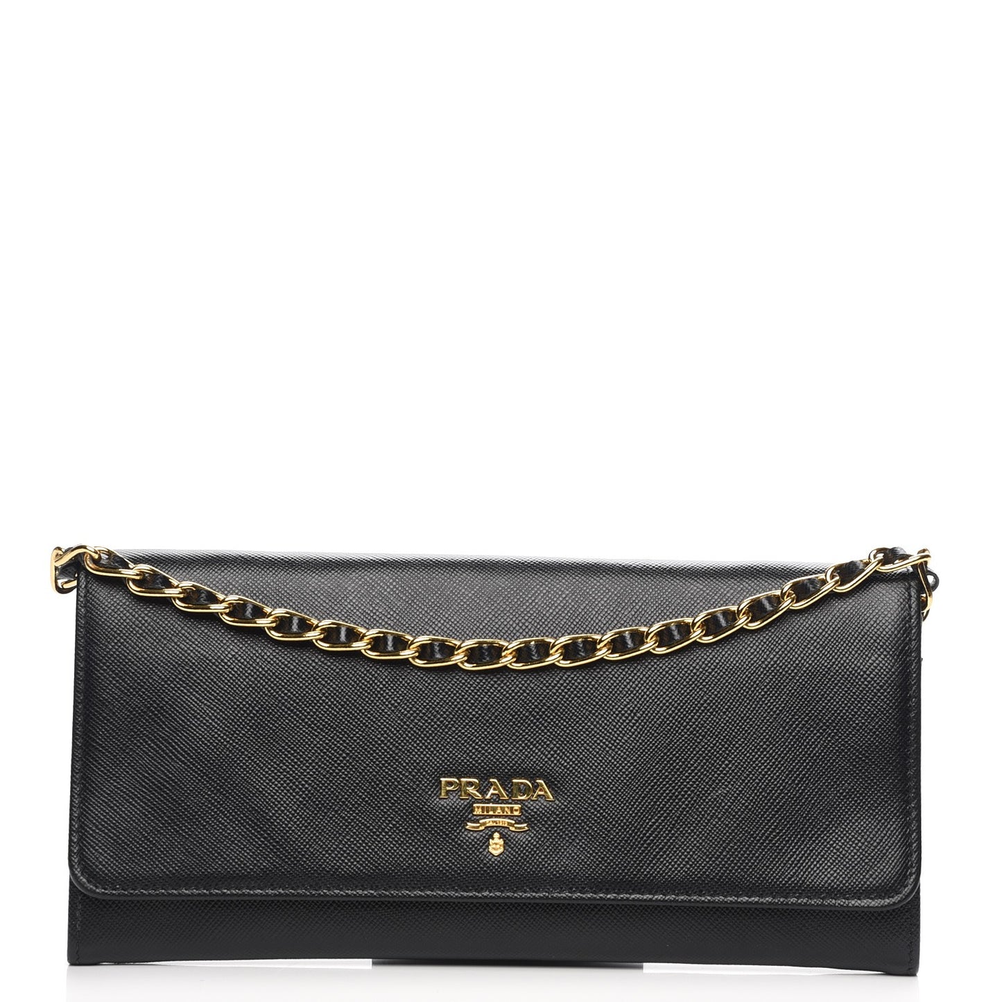 Saffiano Metal Oro Chain Wallet Nero Black