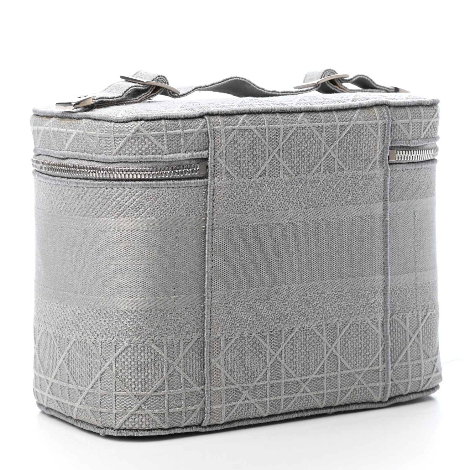 Christian Dior Canvas Embroidered Cannage Diortravel Vanity Case Grey 2 of 4