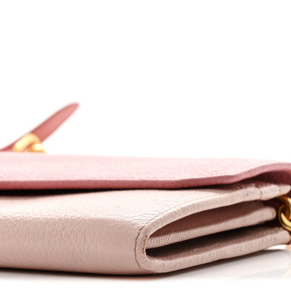 Miu Miu Goatskin Madras Bicolor Wallet On Chain Rosa Gemma 11 of 11