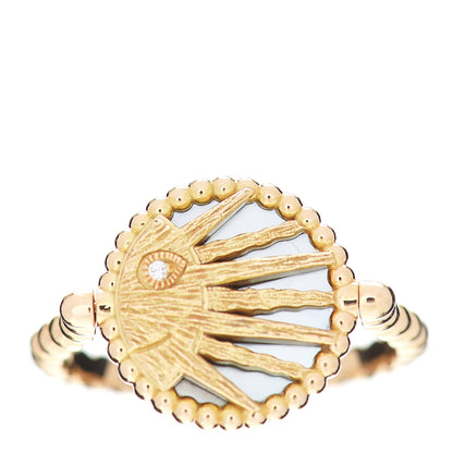 Christian Dior 18K Yellow White Gold Diamond Black Onyx Mother of Pearl Rose Celeste Ring 52 6 3 of 7
