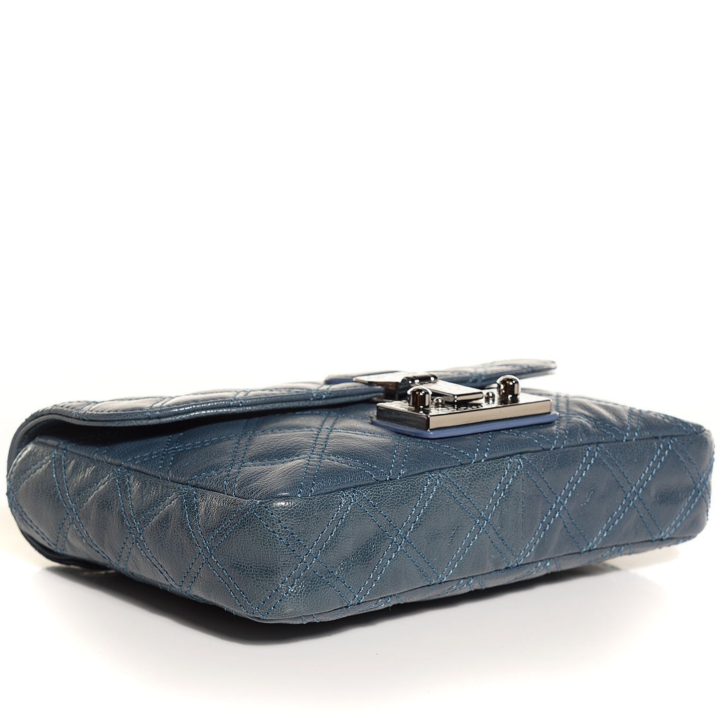 Lambskin Baroque Medium Single Flap Blue Atlantic