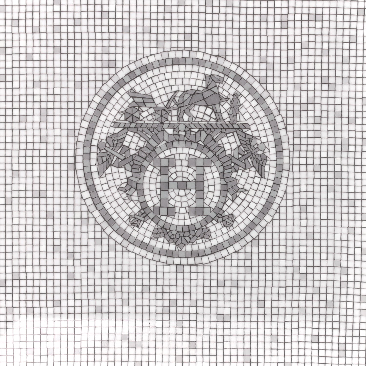 Hermes Porcelain Mosaique Au 24 Platinum Square Plate N°3 4 of 6