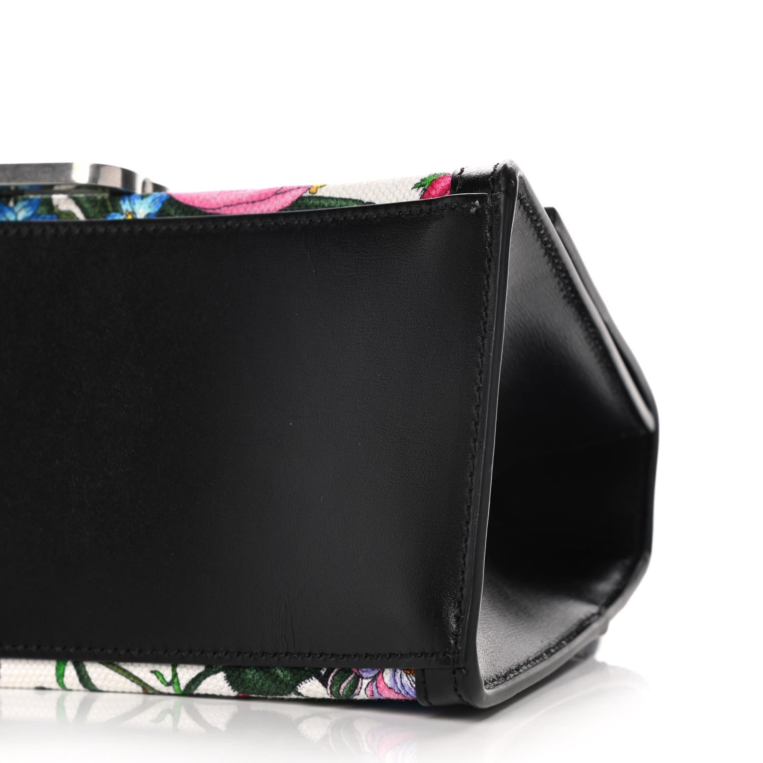 Balenciaga X GUCCI Canvas Boarded Plutone Calfskin Flora Logo Print Small Hourglass Top Handle Bag White Multicolor Black 10 of 13