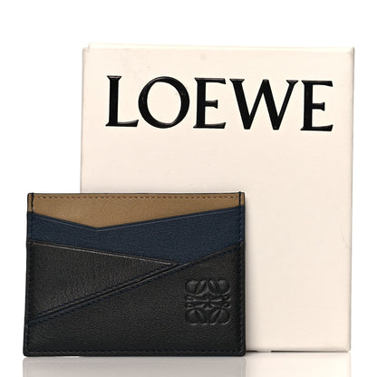 Loewe Calfskin Puzzle Colorblock Card Holder Dark Toffee Black 9 of 9