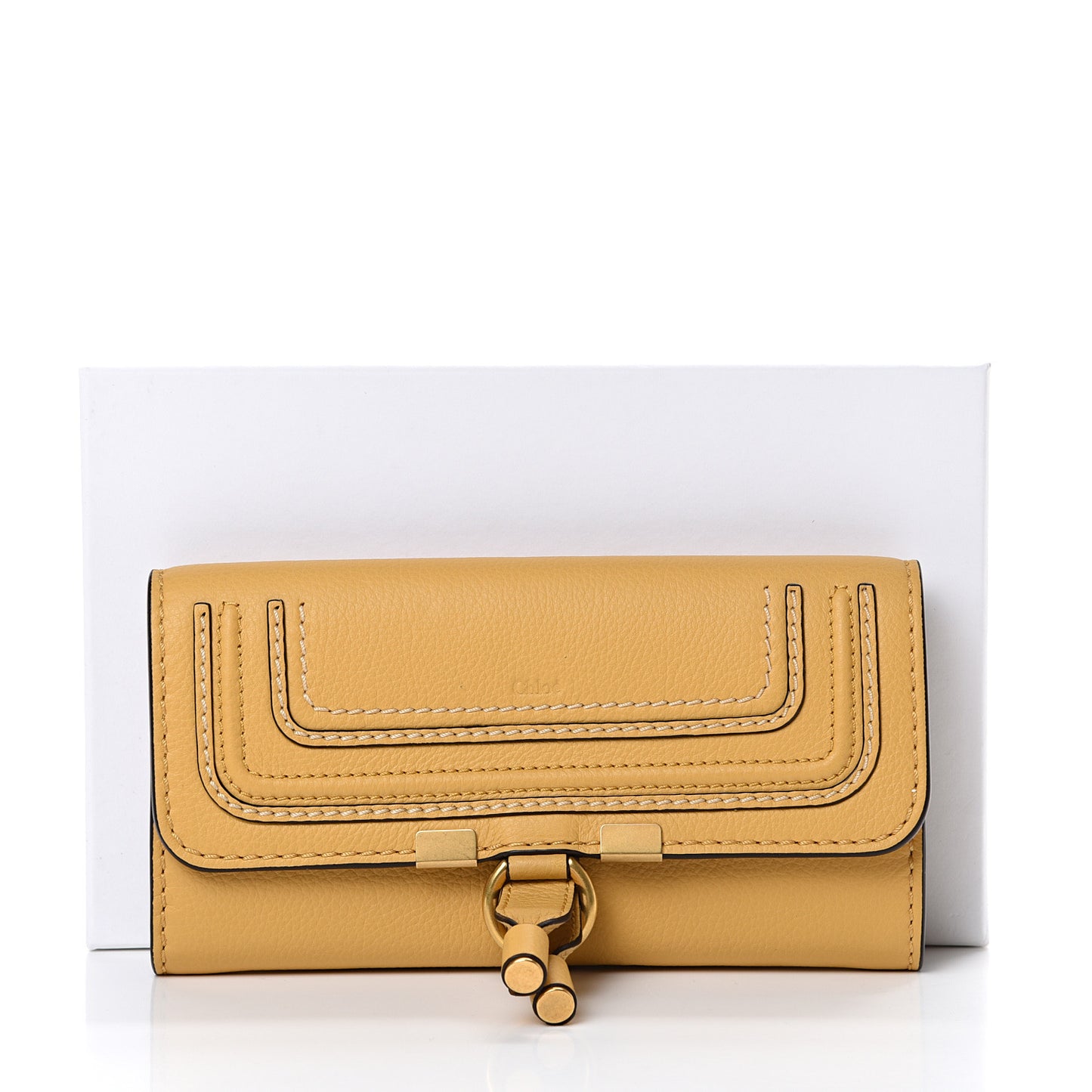 Calfskin Marcie Continental Flap Wallet Honey Gold