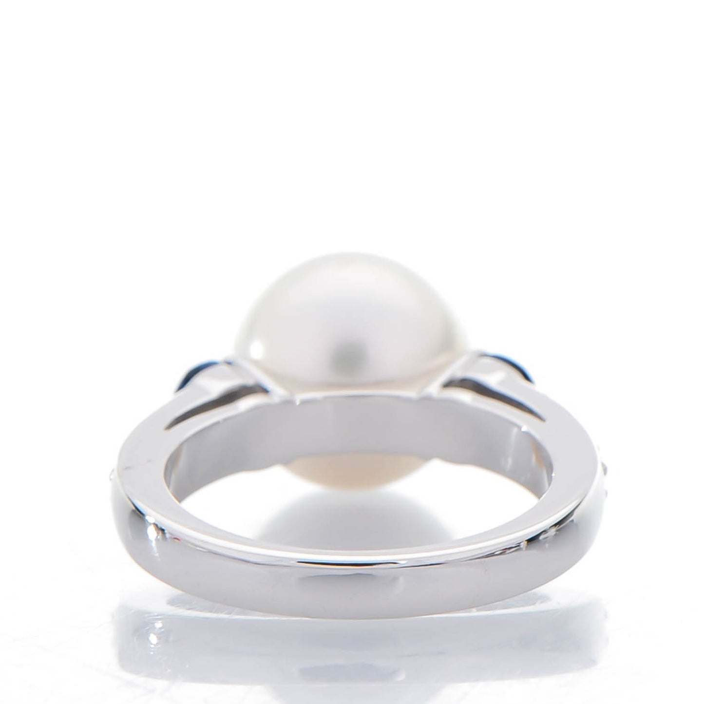 18K White Gold Sapphire Diamond 11mm South Sea Cultured Pearl Ring 6