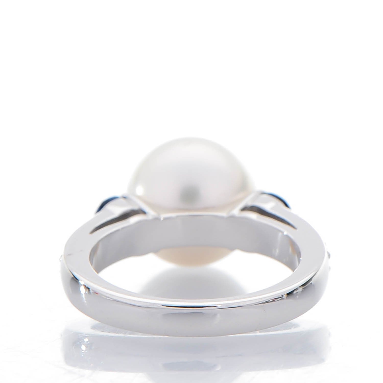 Mikimoto 18K White Gold Sapphire Diamond 11mm South Sea Cultured Pearl Ring 6 4 of 6